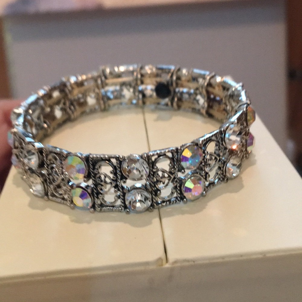 Rhinestone Silver Bracelet B-55